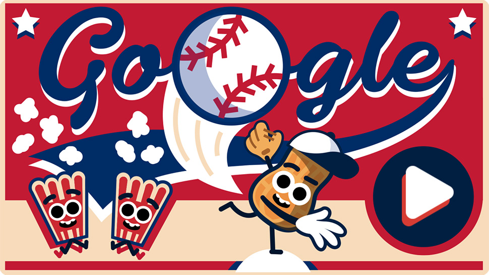 Google野球ゲームのプレイ画面