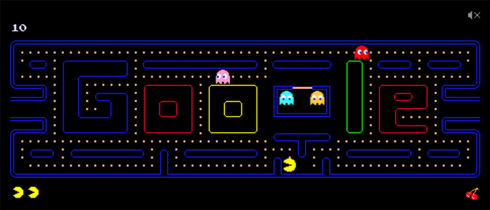 Googleパックマンの開始画面