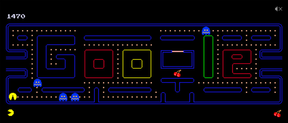 Googleパックマンのプレイ画面