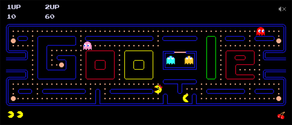 Ms.パックマンが登場した2人プレイ画面