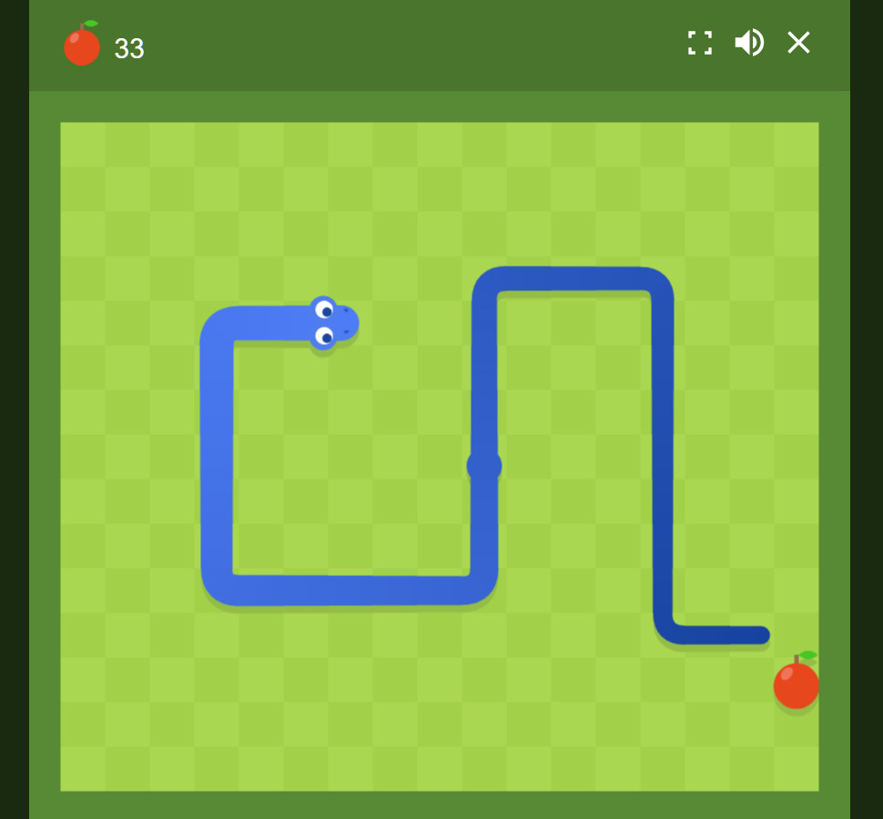 Googleヘビゲームの開始画面