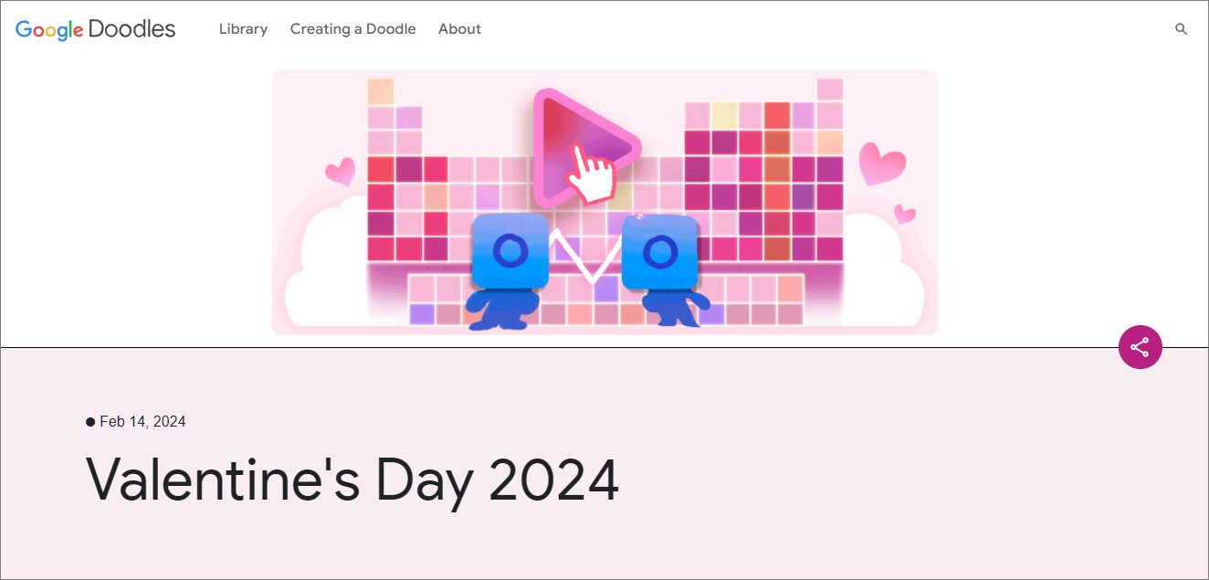 Google Doodles「バレンタインデー2024」